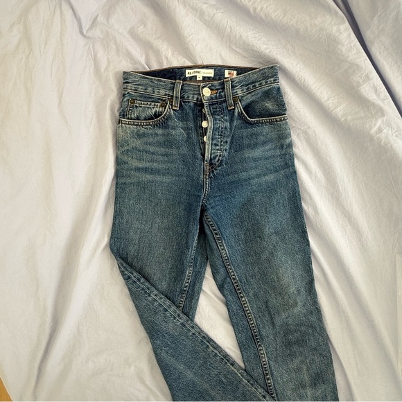 Re/Done Classic Blue Stovepipe Jeans - Picture 1 of 2